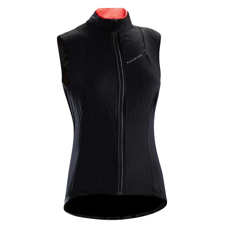 Gilet Coupe Vent Vélo Femme Sans Manches Noir