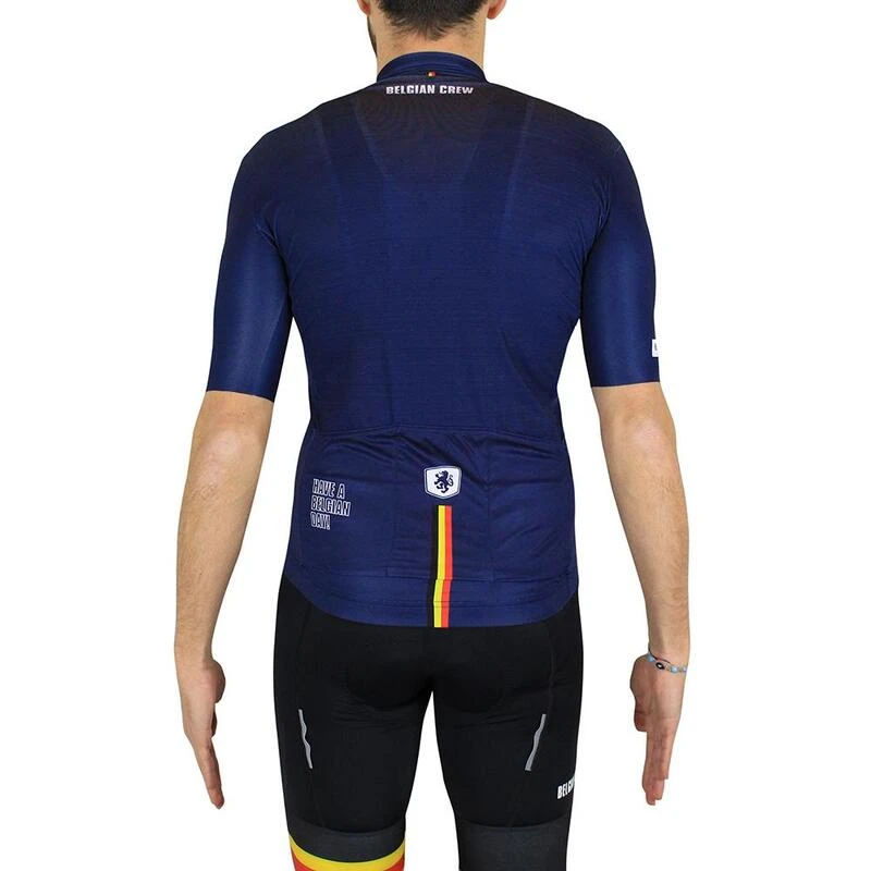 Maillot De Cyclisme Manches Courtes Bleu Marine 'Koppenberg' – Image 2